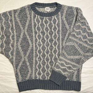 BKE women’s  Blue and White Patterned Crewneck Sweater